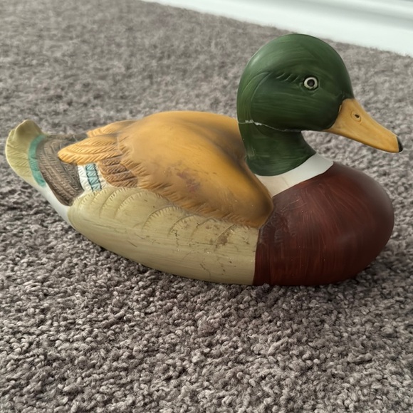 Handcrafted Duck Figurine - Green Yellow Brown